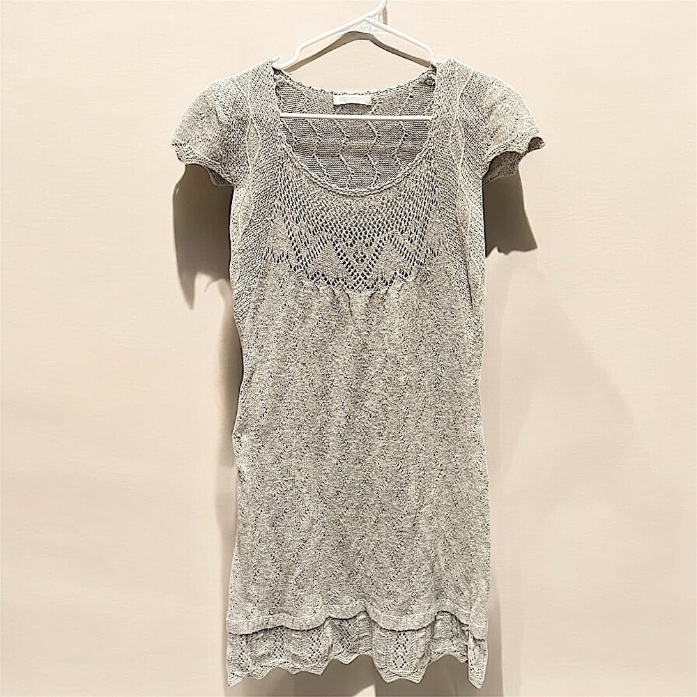Promod Gray Knit Short Sleeve dress MEDIUM length 36in pit to pit 15in - Picture 2 of 5
